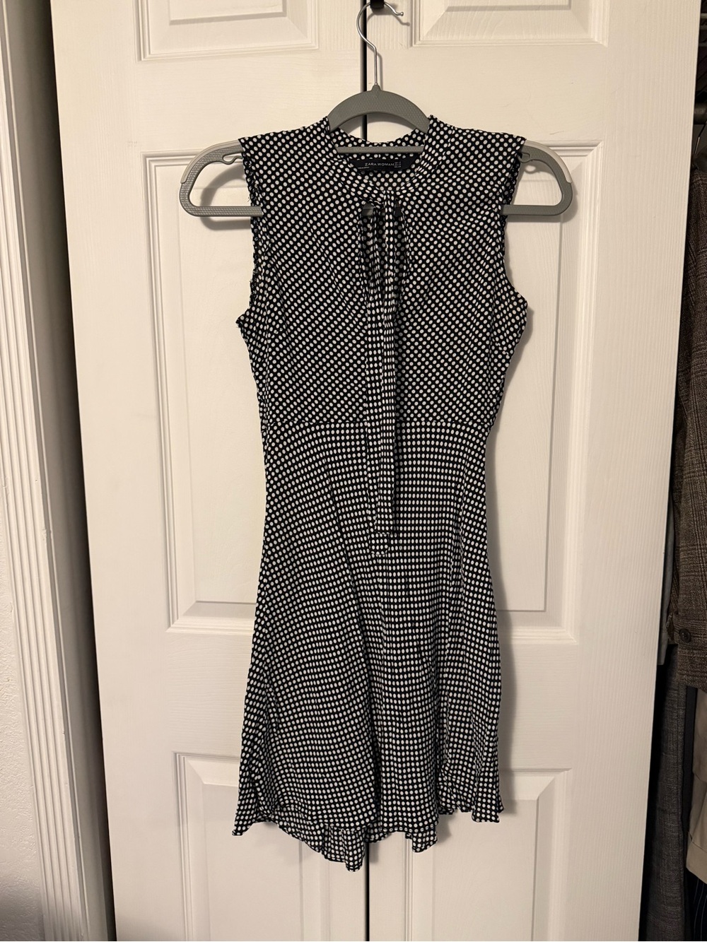 Zara Black and White Polka Dot Sleeveless Mini Dress